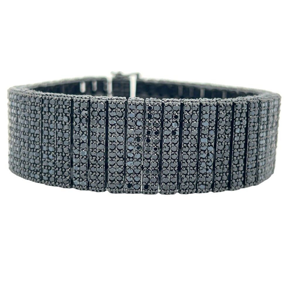 Black 3D 11 Row Link CZ Hip Hop Bracelet HipHopBling