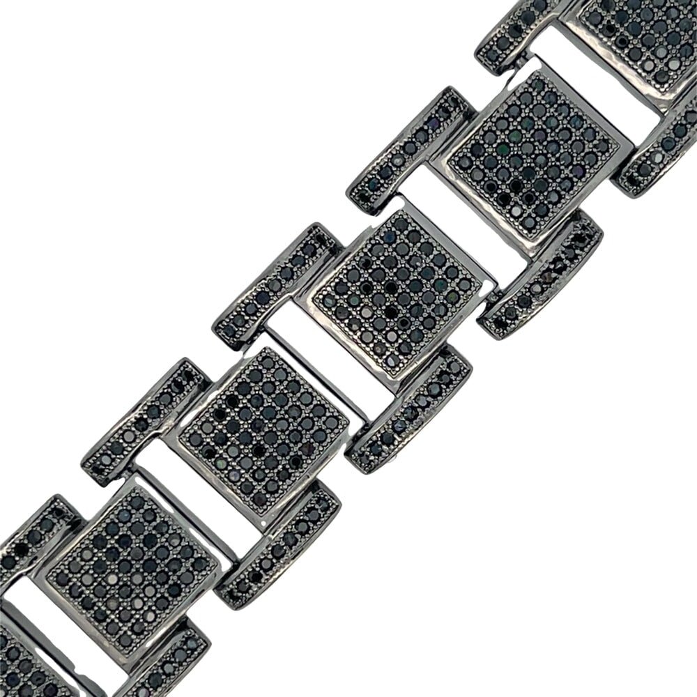 Black Classic Link CZ Hip Hop Bracelet HipHopBling