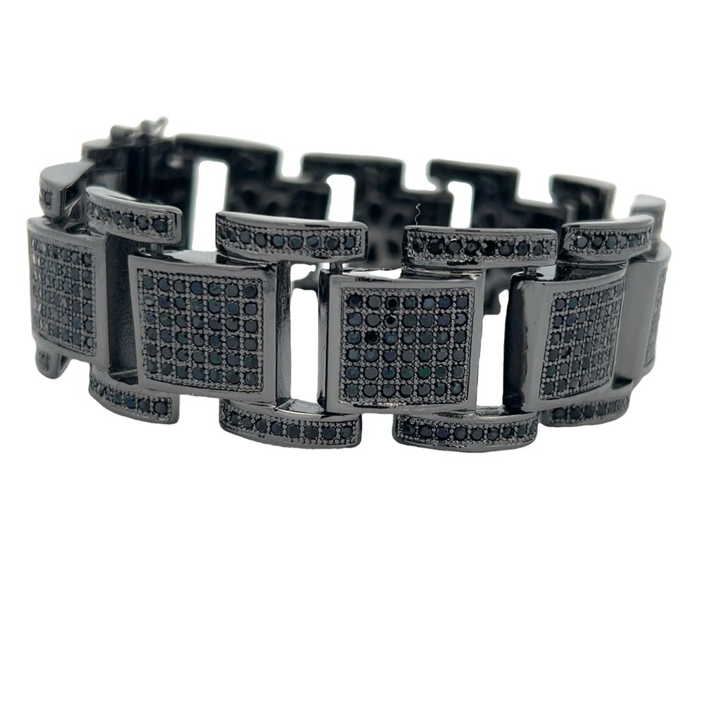 Black Classic Link CZ Hip Hop Bracelet HipHopBling