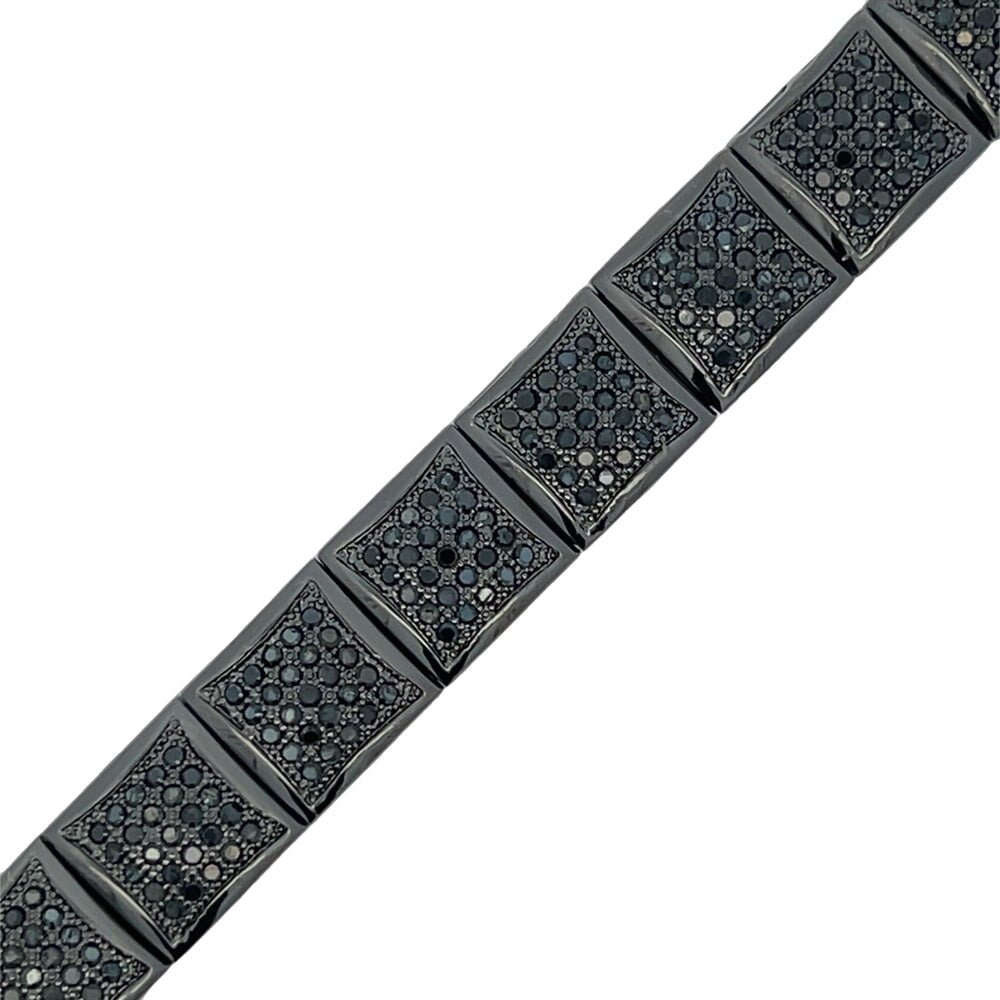 Black Cube Link CZ Hip Hop Bracelet HipHopBling