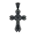 Black Fancy Cross CZ Iced Out Pendant HipHopBling