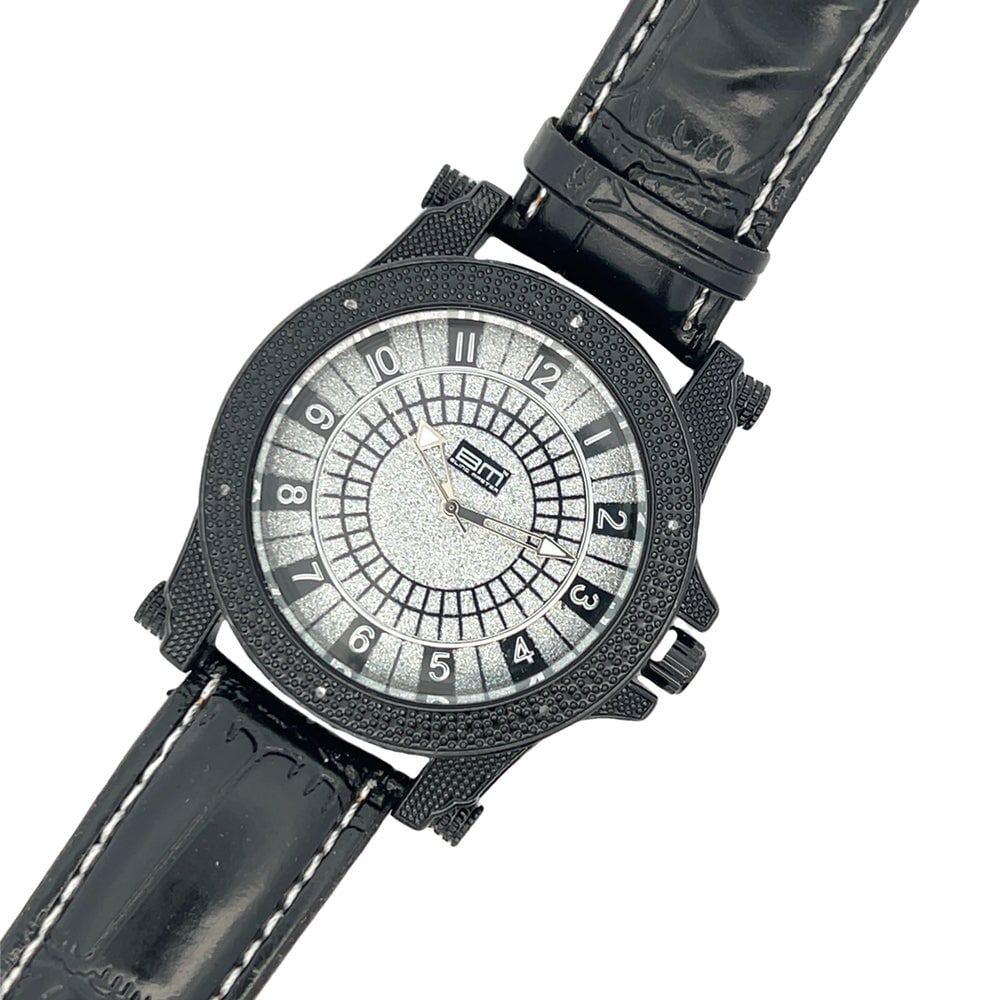 Black Fancy Pattern Real Diamond Watch HipHopBling