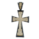 Black & Gold Tapered CZ Cross Iced Out Pendant HipHopBling
