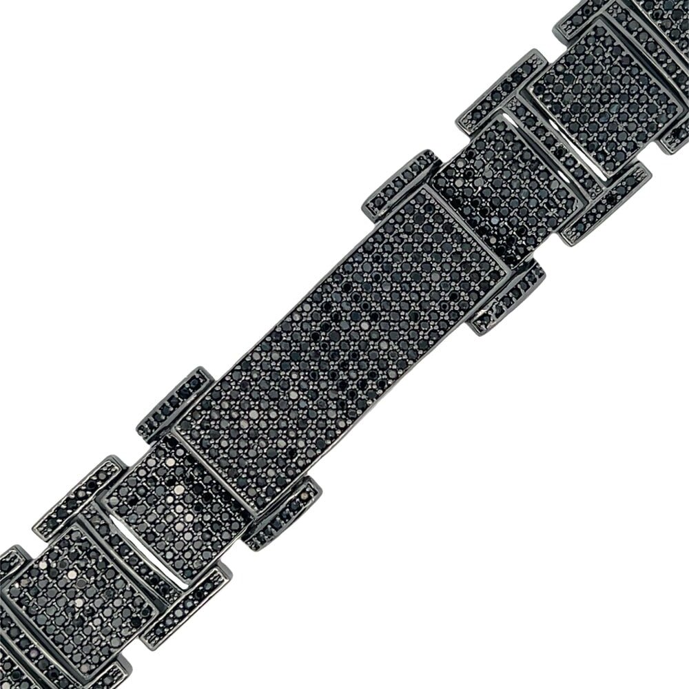 Black ID Icey Link CZ Hip Hop Bracelet HipHopBling