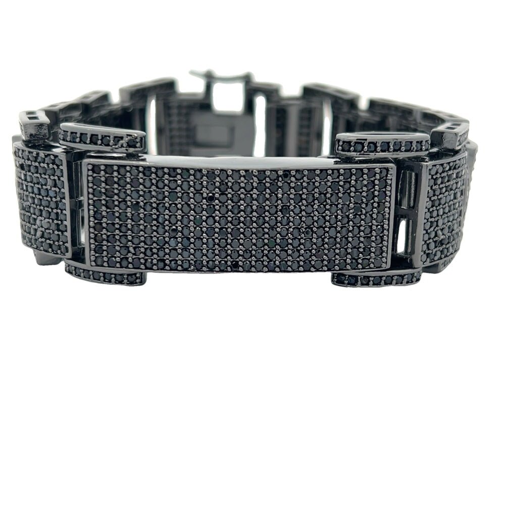 Black ID Icey Link CZ Hip Hop Bracelet HipHopBling