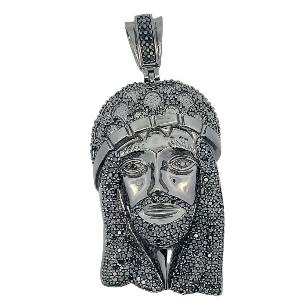 Black Jesus Piece CZ Iced Out Pendant HipHopBling