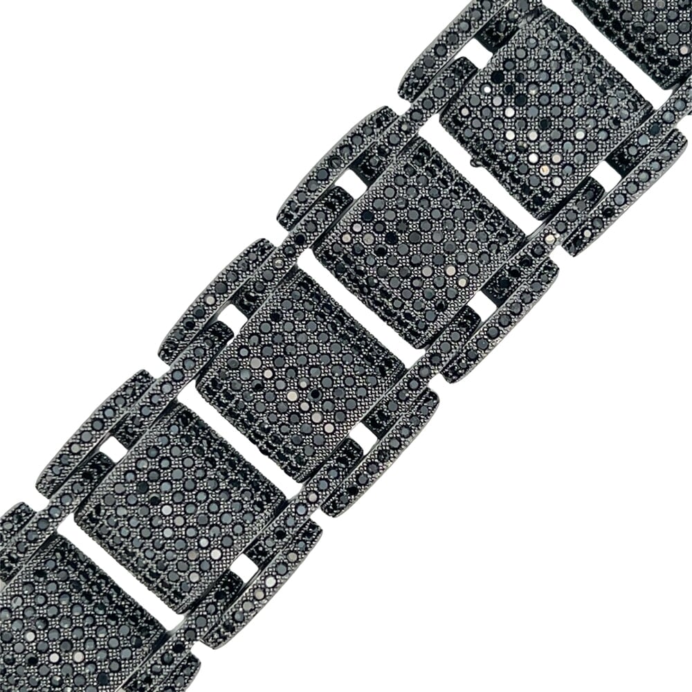 Black Large Cylinder Link CZ Hip Hop Bracelet HipHopBling