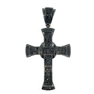 Black on Black Fancy Cross CZ Iced Out Pendant HipHopBling