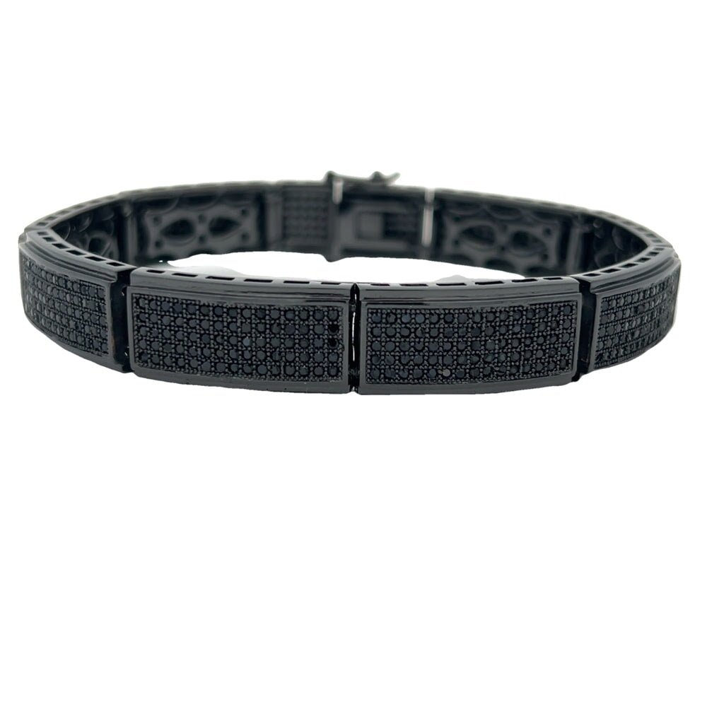 Black Rectangle Link CZ Hip Hop Bracelet HipHopBling