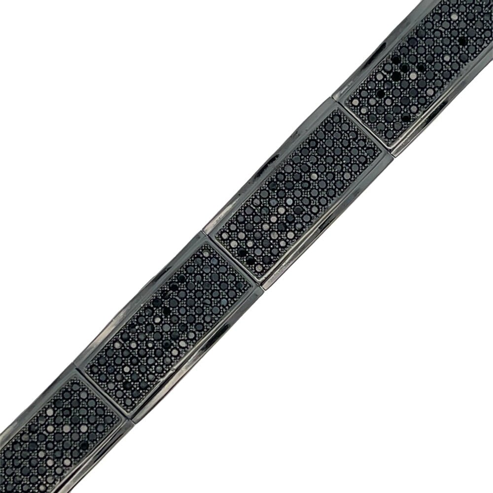 Black Rectangle Link CZ Hip Hop Bracelet HipHopBling