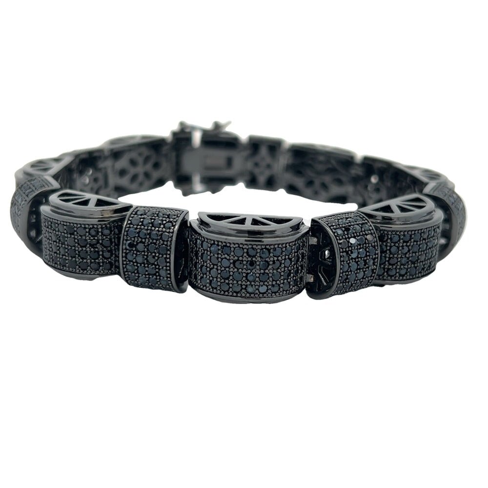 Black Rounded Link CZ Hip Hop Bracelet HipHopBling