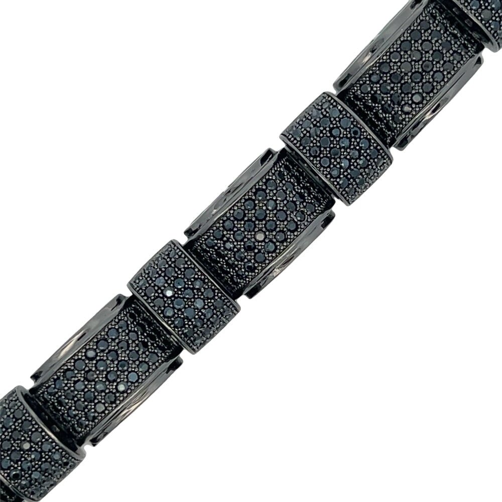 Black Rounded Link CZ Hip Hop Bracelet HipHopBling