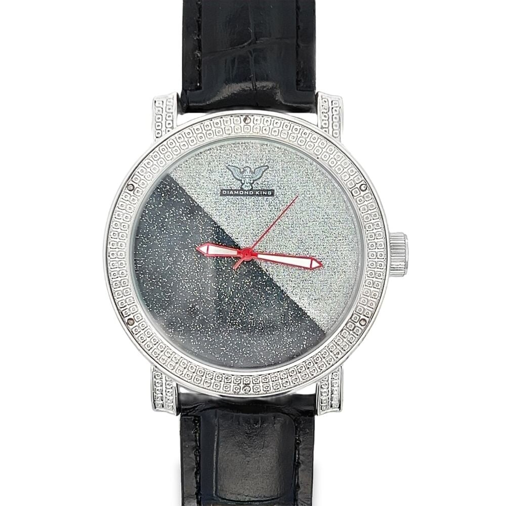 Black / Silver Dial Hip Hop Real Diamond Watch HipHopBling