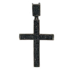 Black Triple Row CZ Cross Iced Out Pendant HipHopBling
