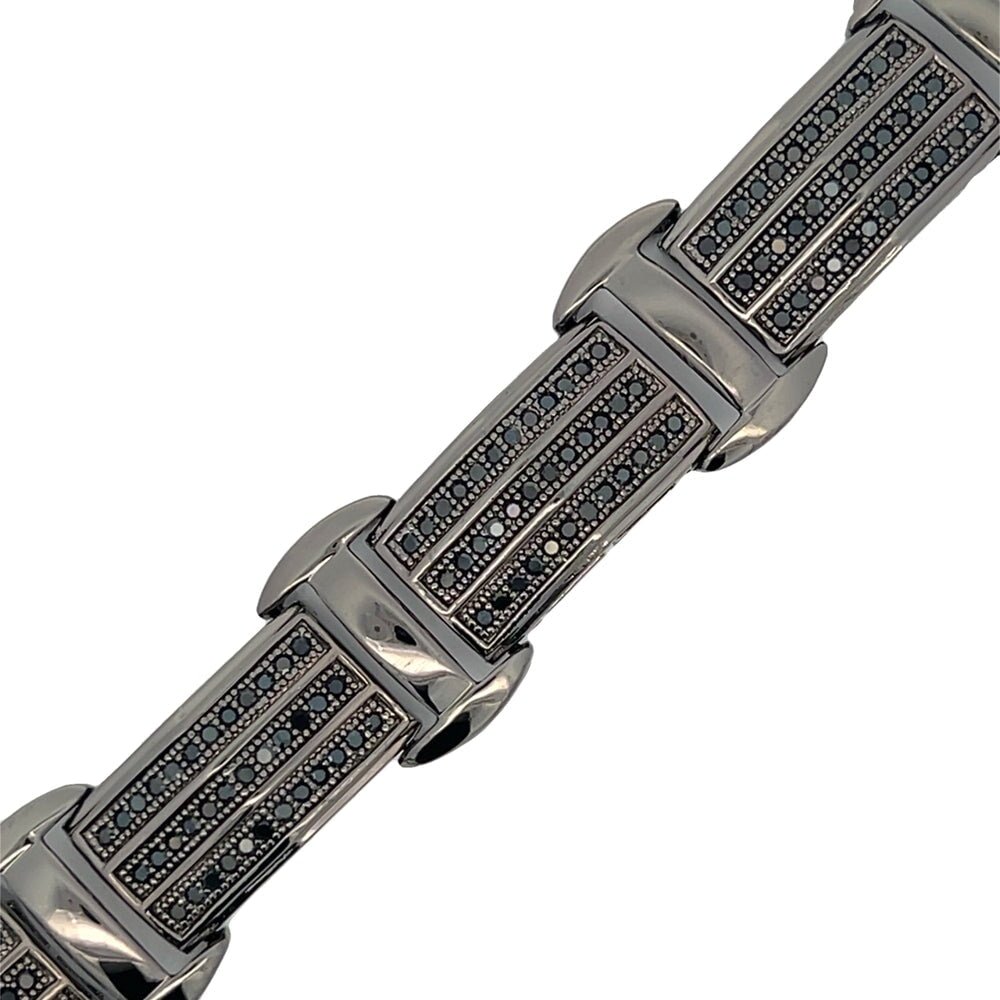 Black Triple Row Link CZ Hip Hop Bracelet HipHopBling