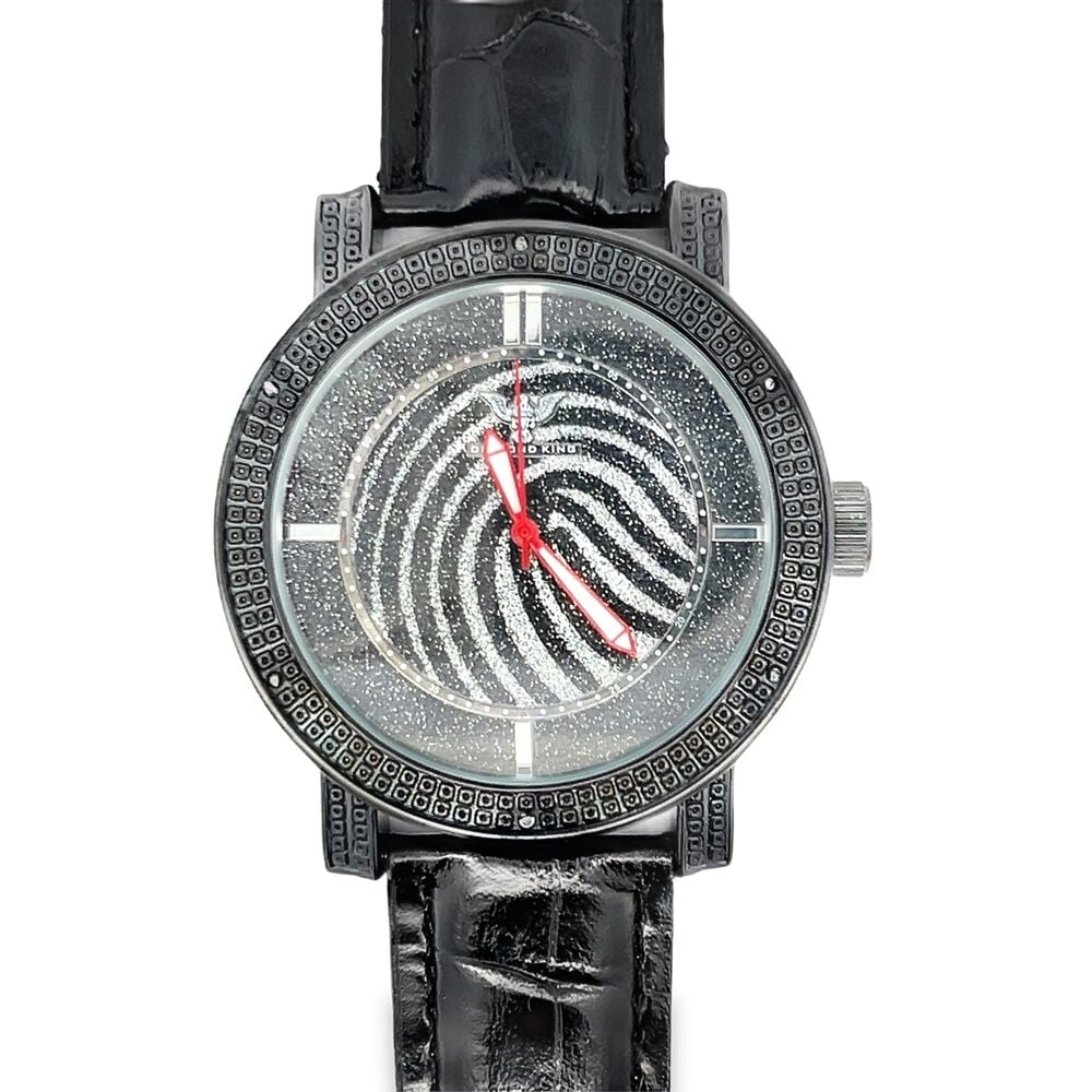 Black Wavy Dial Hip Hop Real Diamond Watch HipHopBling