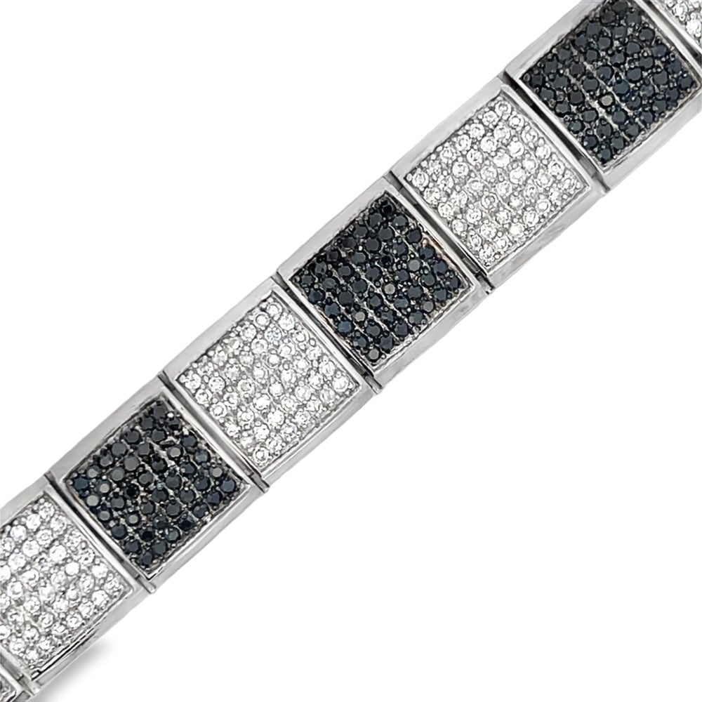Black & White Cube CZ Iced Out Bracelet .925 Sterling Silver HipHopBling