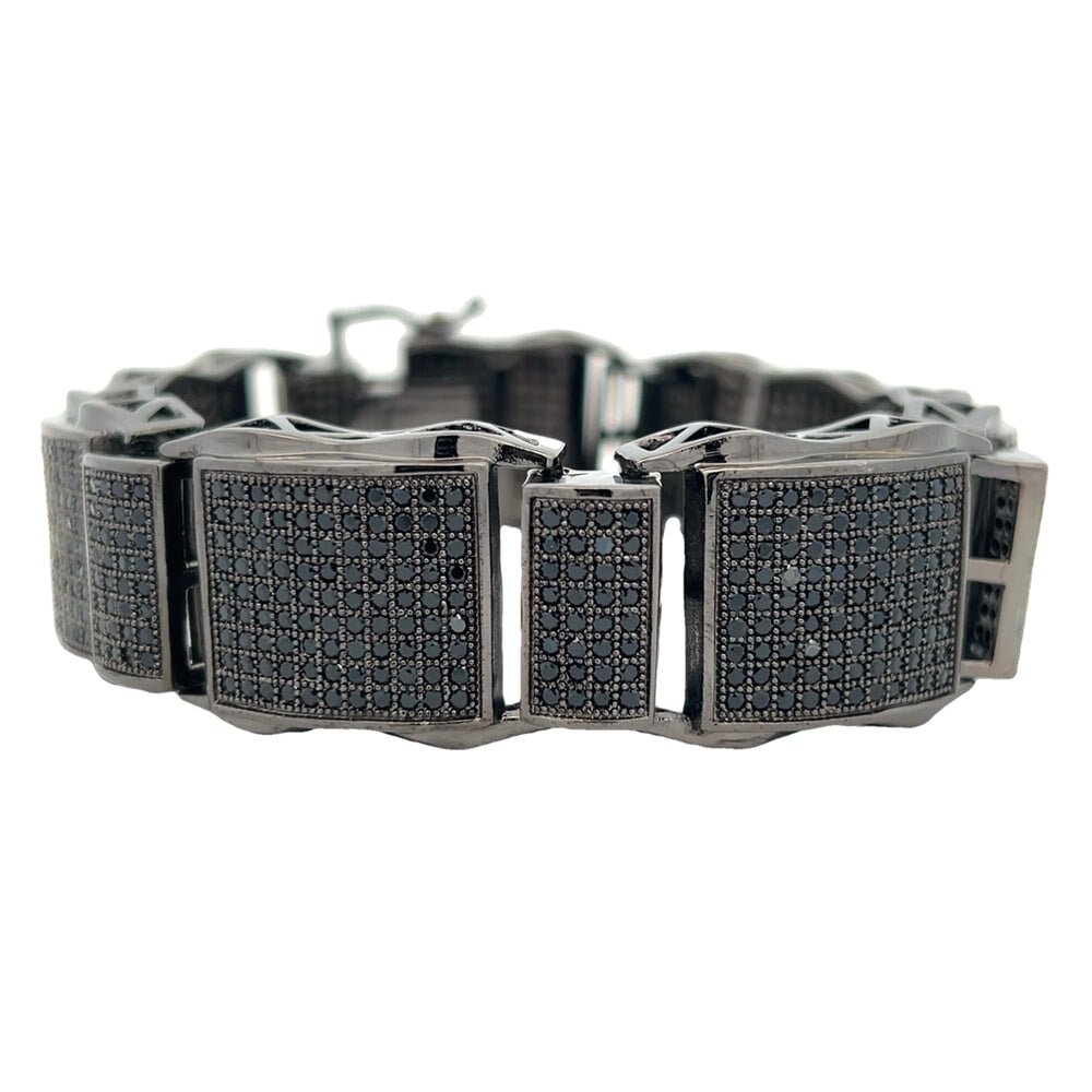 Black XL Wavy CZ Hip Hop Bracelet HipHopBling