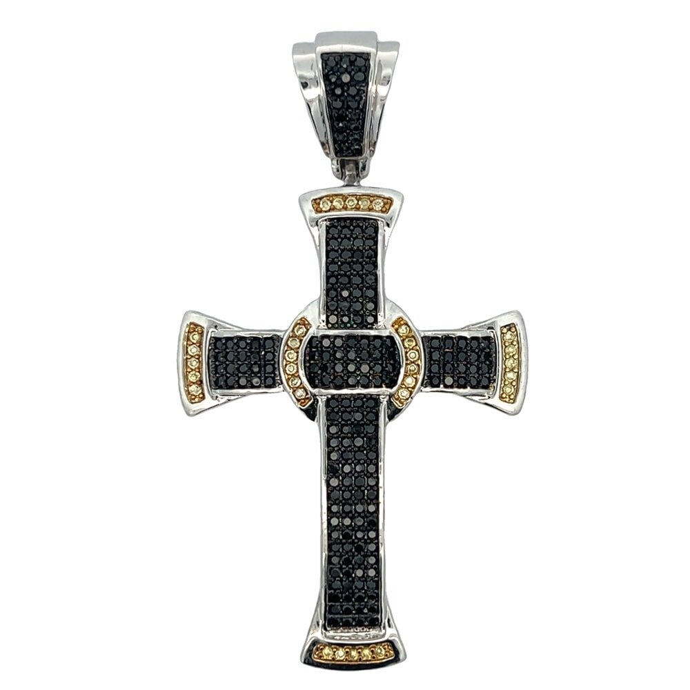 Black & Yellow Circled CZ Iced Out Pendant HipHopBling