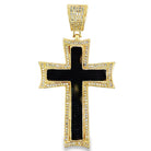 Black & Yellow Concave Cross CZ Iced Out Pendant HipHopBling