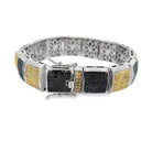 Black & Yellow Cube CZ Iced Out Bracelet .925 Sterling Silver HipHopBling