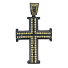 Black & Yellow CZ Black Cross Potent Iced Out Pendant HipHopBling