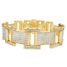 Blocky CZ Iced Out Bracelet Stainless Steel Gold HipHopBling