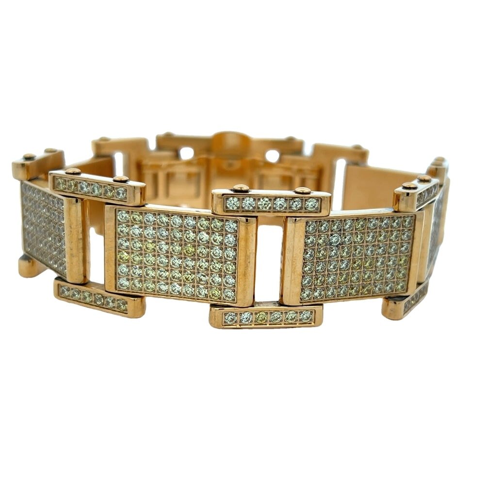 Blocky CZ Iced Out Bracelet Stainless Steel Lemonade HipHopBling