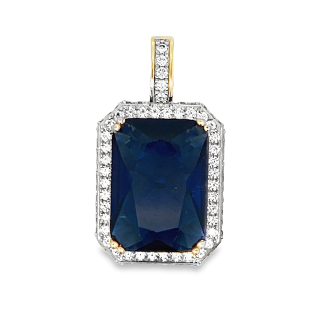Blue Gem CZ Iced Out Pendant HipHopBling