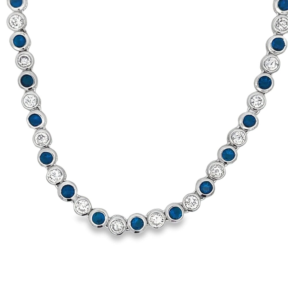 Blue & White CZ Tennis Chain .925 Sterling Silver HipHopBling