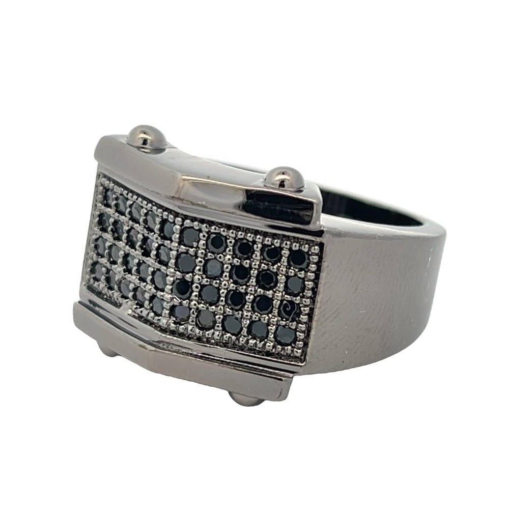 Bolt Black CZ Ring .925 Sterling Silver 8 HipHopBling