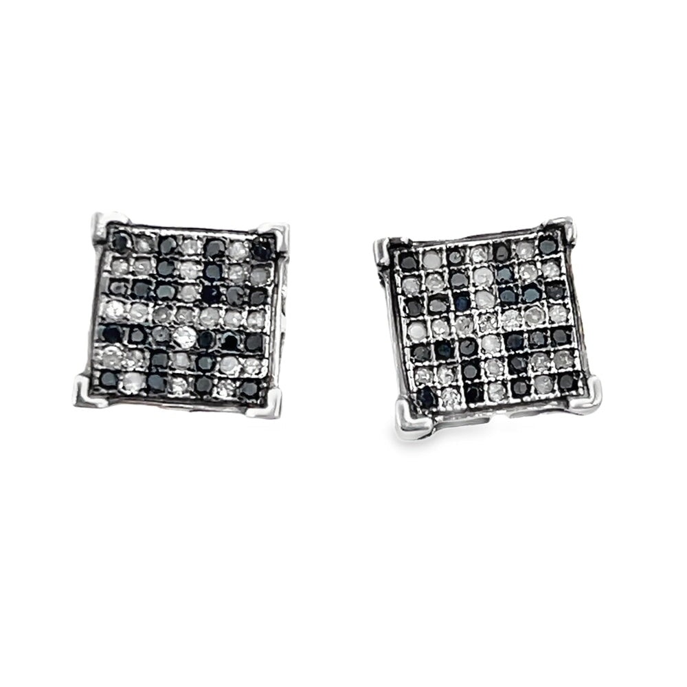 Box Cross Black Diamond Earrings .33cttw .925 Sterling Silver HipHopBling