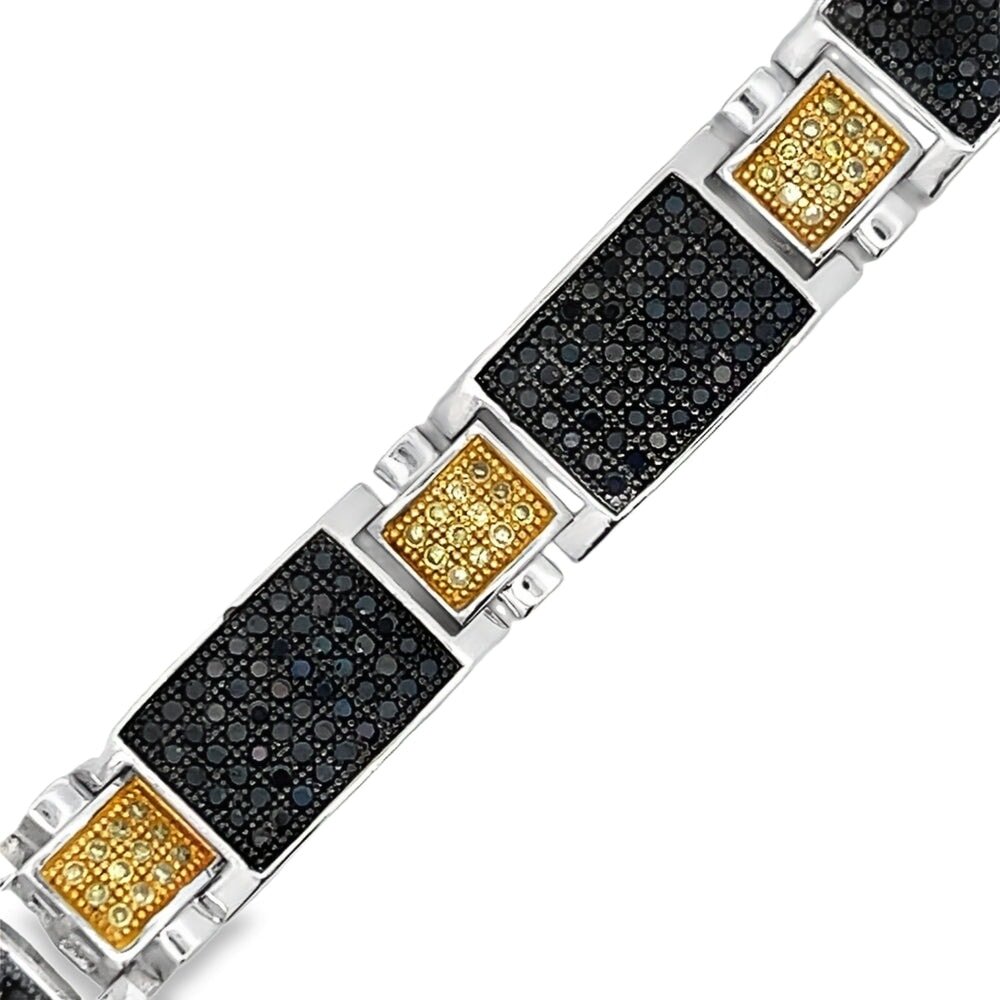 Boxy Link Black & Yellow CZ Hip Hop Bracelet HipHopBling