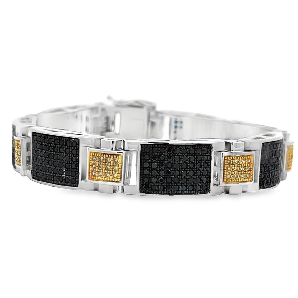 Boxy Link Black & Yellow CZ Hip Hop Bracelet HipHopBling