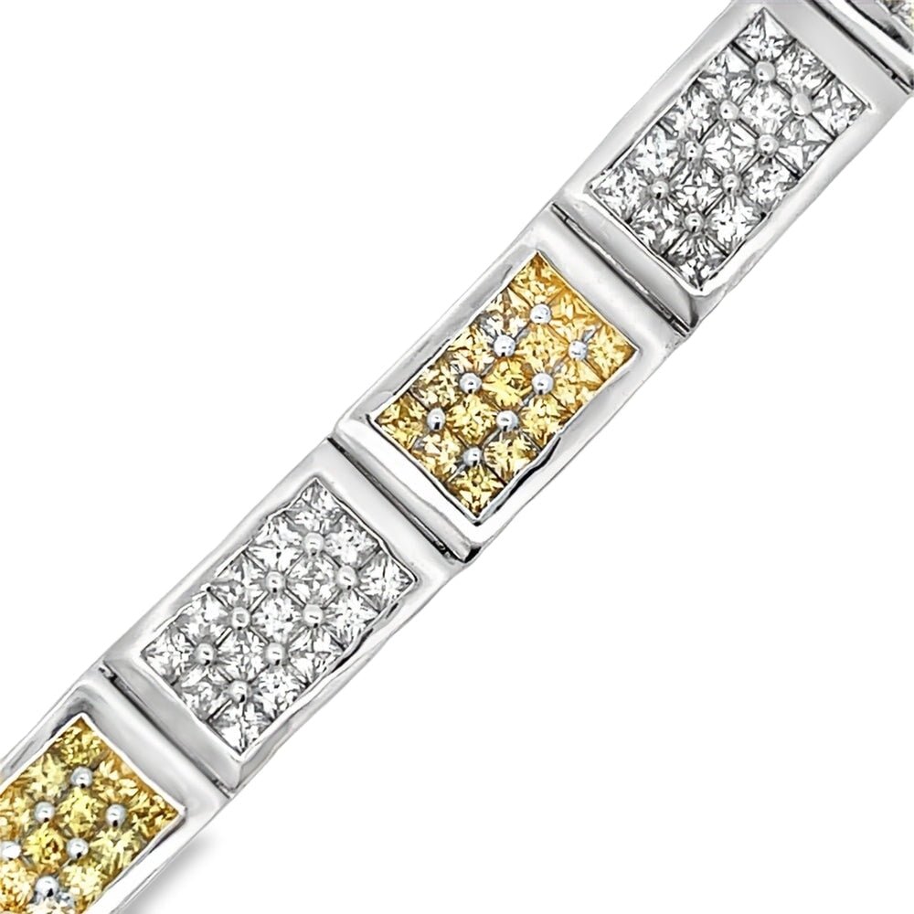 Brick Link Princess Yellow CZ Iced Out Bracelet .925 Sterling Silver HipHopBling
