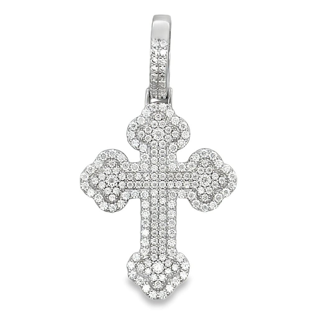 Budded Cross 3.31cttw VVS Moissanite Pendant .925 Sterling Silver HipHopBling
