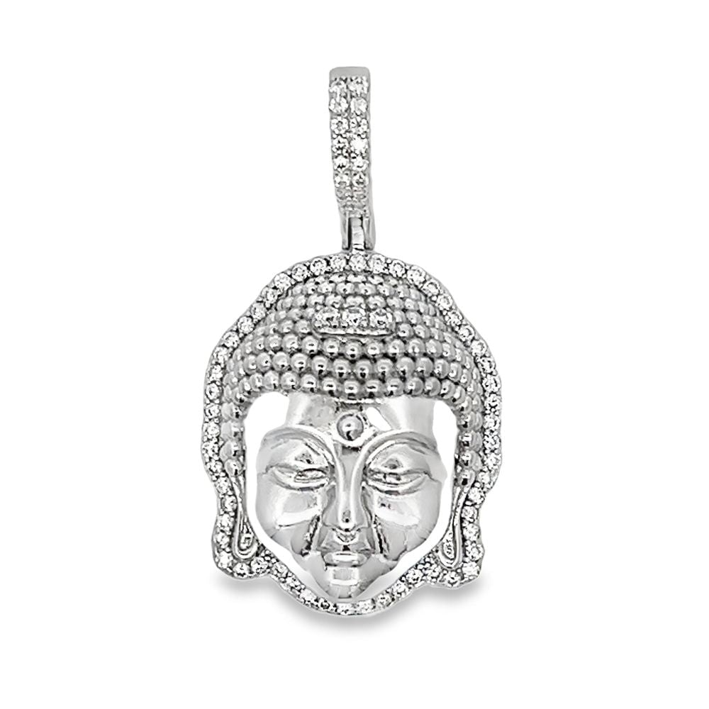 Buddha Head Iced Out Moissanite Pendant .925 Sterling Silver HipHopBling