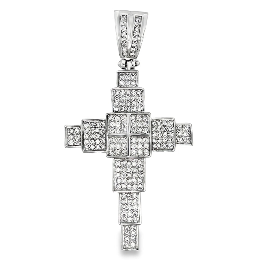 Building Blocks Cross CZ Micro Pave Bling Bling Pendant HipHopBling