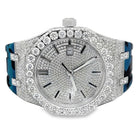 Bust Down Rubber Band Moissanite Steel VVS Iced Out Watch White Gold HipHopBling
