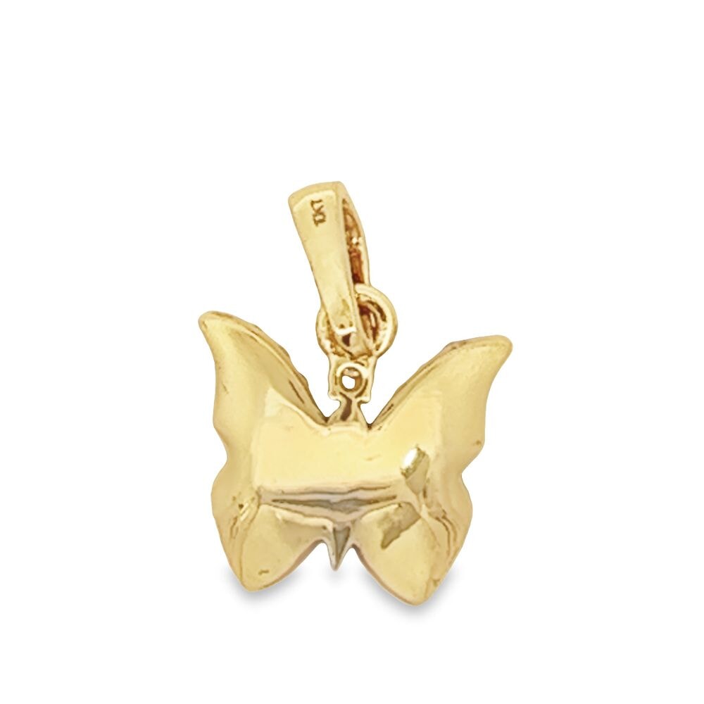 Butterfly Small .91cttw Diamond Pendant 10K Yellow Gold HipHopBling
