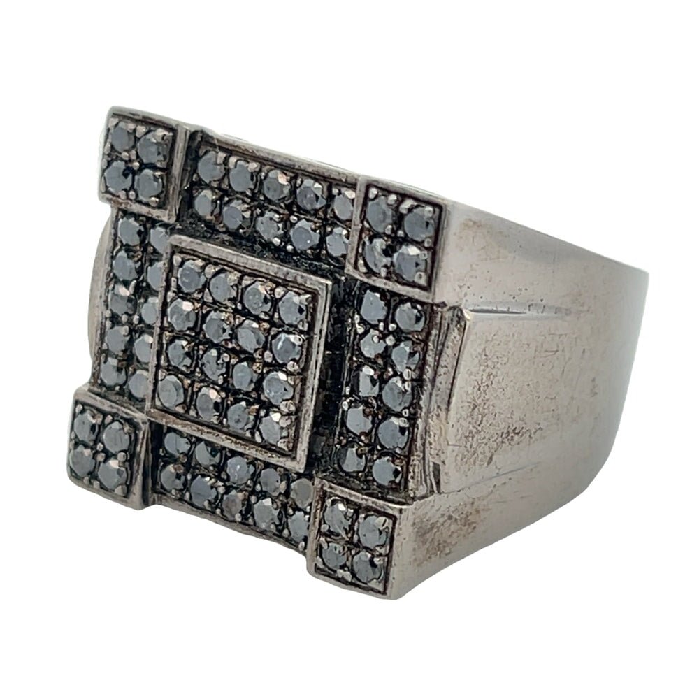 Chunky 1.79cttw Black Diamond Ring .925 Sterling Silver HipHopBling