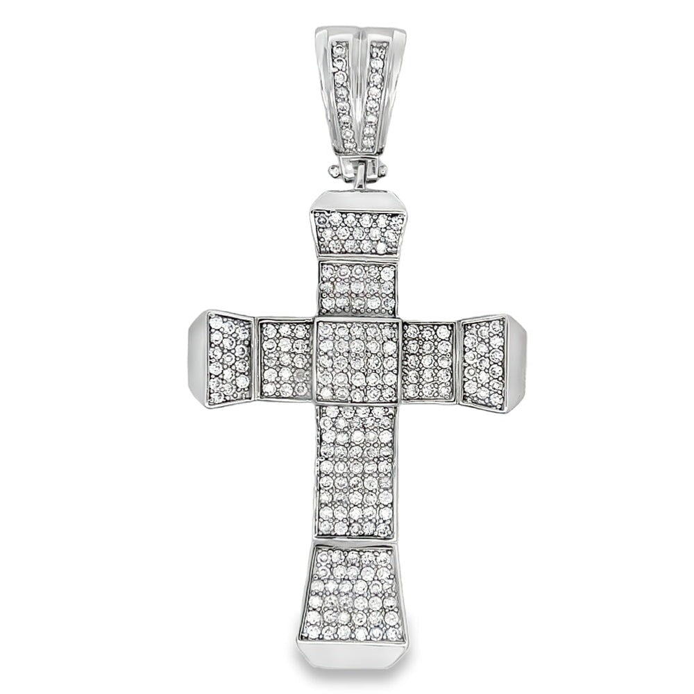 Chunky Ice Cross CZ Micropave Hip Hop Pendant HipHopBling