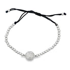 Circle Bead Rope Bracelet .925 Sterling Silver Silver HipHopBling