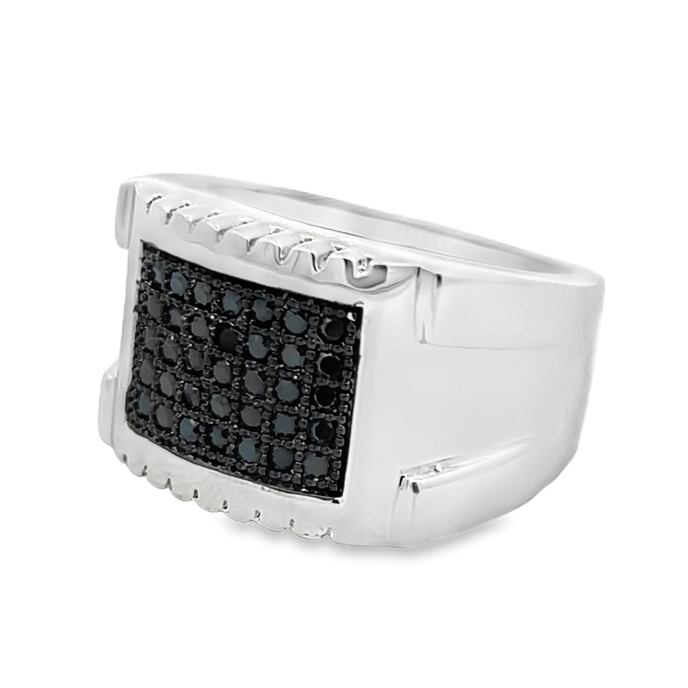 Clean Slice Black CZ Ring .925 Sterling Silver 8 HipHopBling