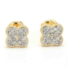Clover Pave Diamond Earrings Solid 14K Gold 14K White Gold 9MM | .37cttw HipHopBling