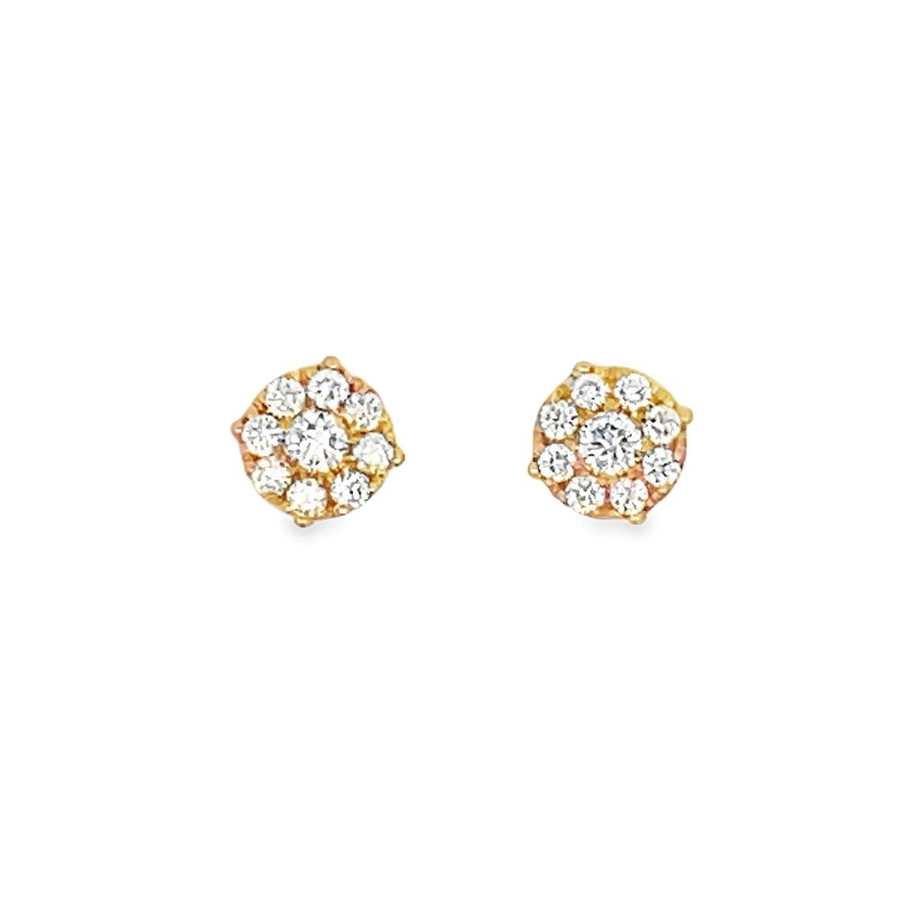 Cluster .60cttw Diamond 14K Yellow Gold Earrings HipHopBling