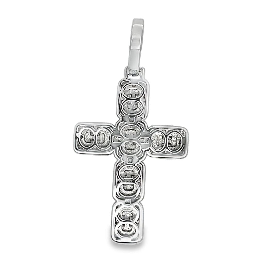 Cluster Baguette Cross Iced Out Moissanite Pendant .925 Sterling Silver HipHopBling
