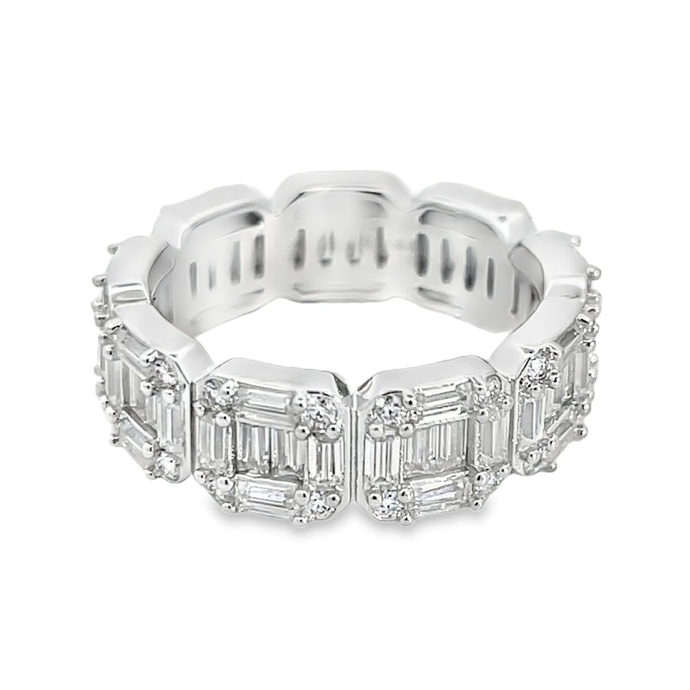Cluster Baguette Eternity Iced Out VVS Moissanite Ring .925 Silver 7 HipHopBling