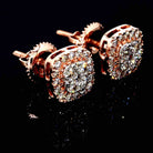Cluster Cushion Diamond Earrings Solid 14K Gold 14K Rose Gold 7.5MM | .54cttw HipHopBling