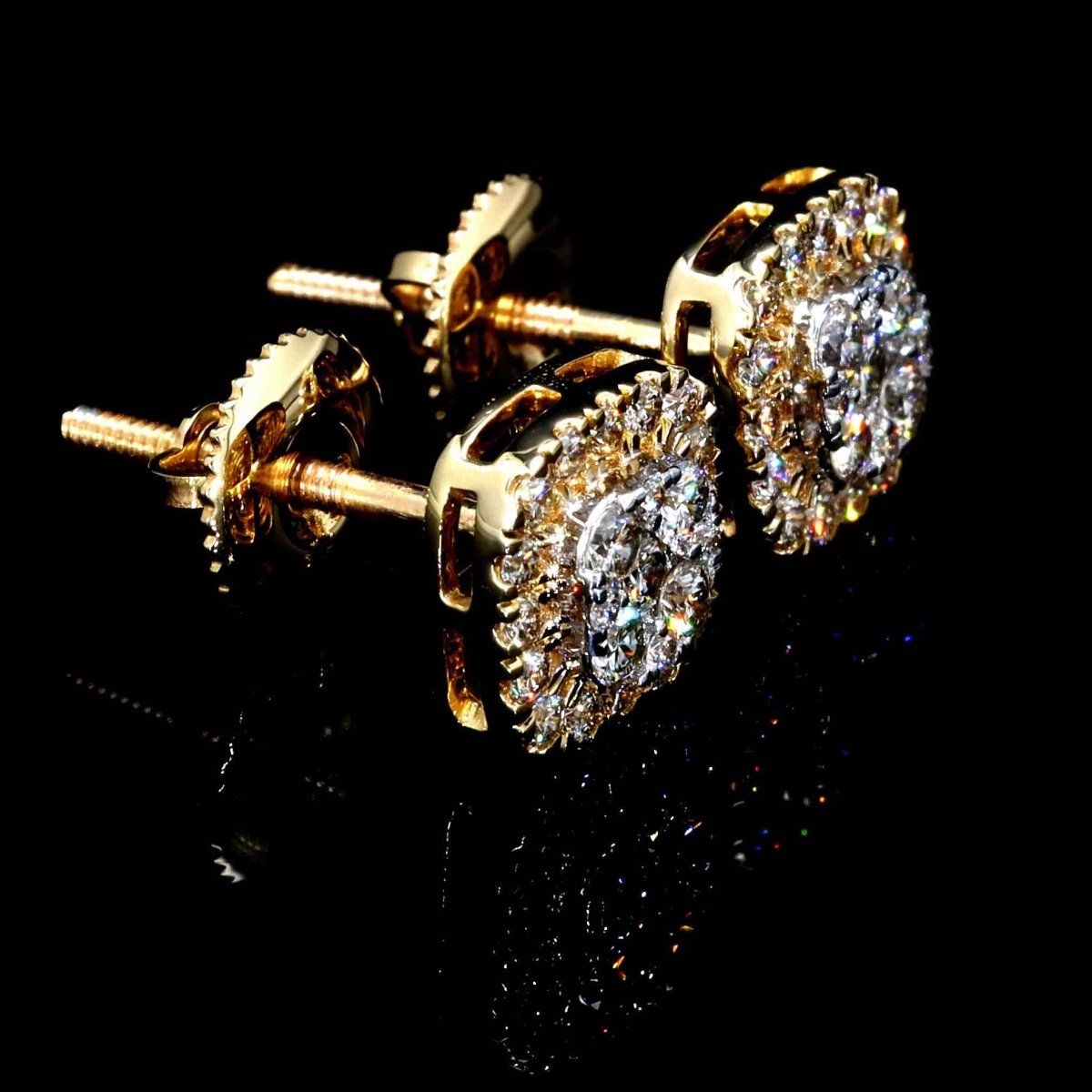 Cluster Cushion Diamond Earrings Solid 14K Gold 14K Yellow Gold 7.5MM | .54cttw HipHopBling